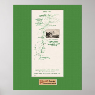 Póster Mapa de 1914, Tonopah para o Ranch de Gilbert