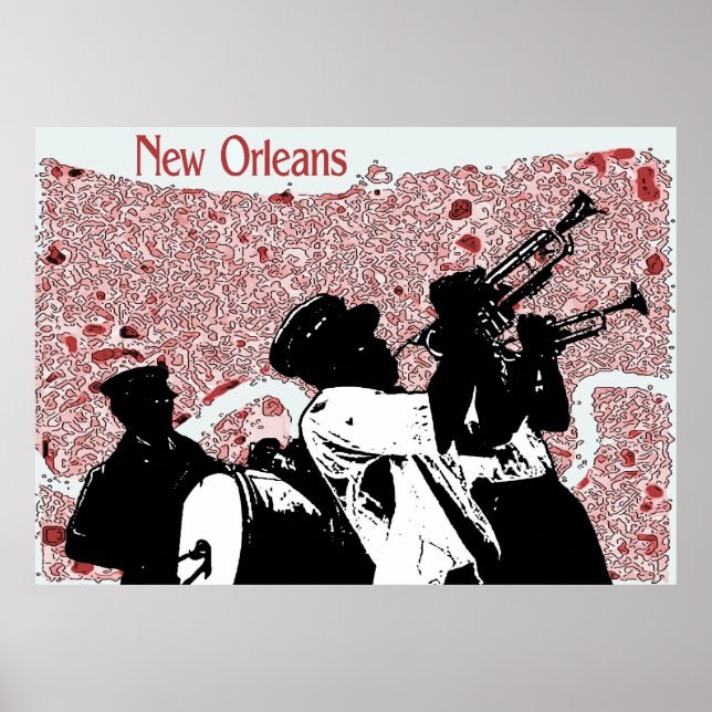 Póster Mapa de Abstrato de Nova Orleans (Frente)