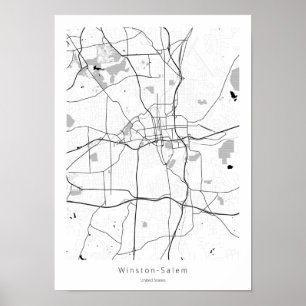 Poster Mapa de Abstrato Mínimo Simples Winston-Salem