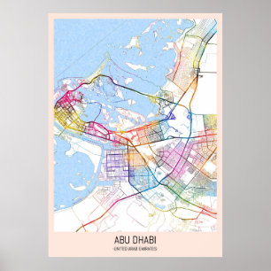 Poster Mapa de Abu Dhabi Emiratos Árabes Unidos