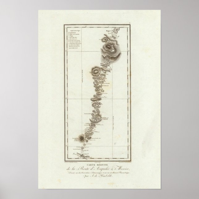 Póster Mapa de Acapulco para a Cidade do México (Frente)
