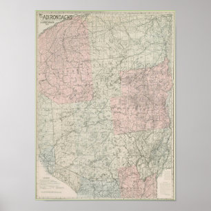 Póster Mapa de Adirondacks 1912