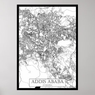 Poster Mapa de Adis Abeba Etiópia