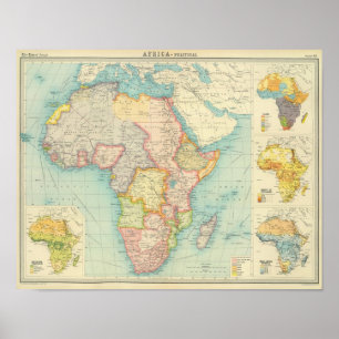 Póster Mapa de África com rotas de transporte