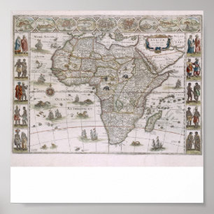 Póster mapa de África desde 1600