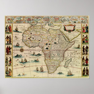 Póster Mapa de África dos 1660's do vintage