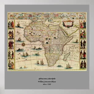 Poster Mapa de África dos 1660's do vintage por Willem