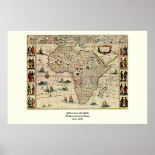 Poster Mapa de África dos 1660's do vintage por Willem