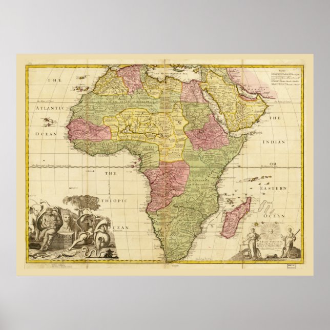 Poster Mapa de África por John Senex (1725) (Frente)