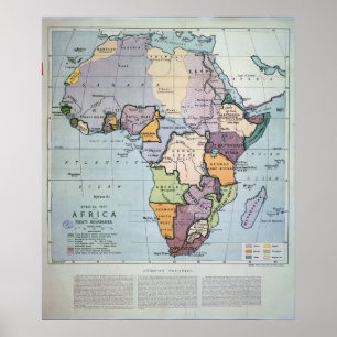 Póster Mapa de África que mostra os limites do Tratado,
