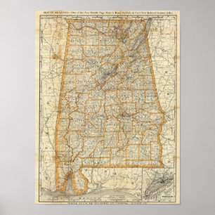 Póster Mapa de Alabama