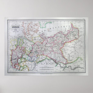 Poster Mapa de Alemanha do norte ou de Prússia