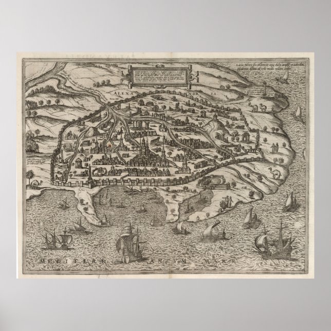 Poster Mapa de Alexandria Egito (1575) (Frente)