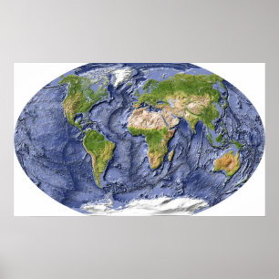 Póster Mapa de alivio do mundo