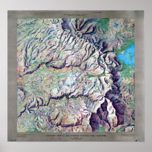 Póster Mapa de alivio do parque nacional de Yosemite do