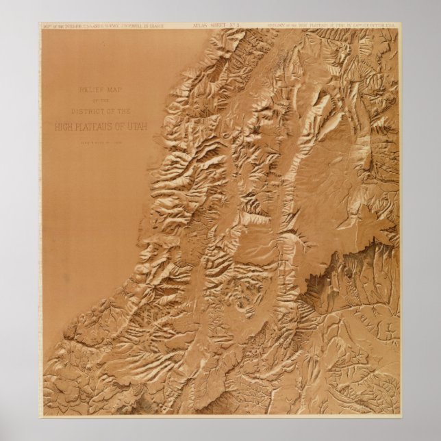 Poster Mapa de alivios de Utah (Frente)
