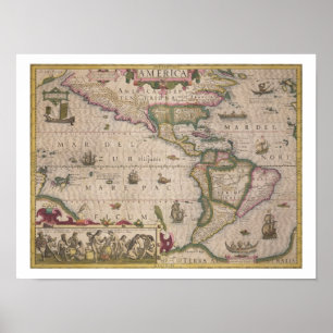 Poster Mapa de América, do Mercator "atlas", bar. por