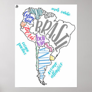 Póster Mapa de Ámérica do Sul
