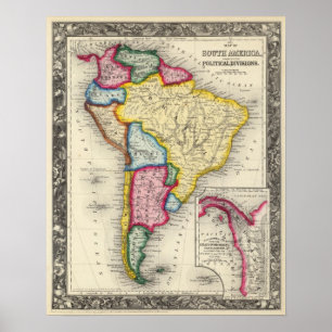 Poster Mapa de Ámérica do Sul