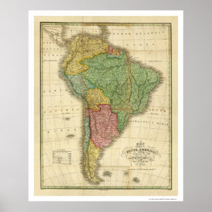 Póster Mapa de Ámérica do Sul por Finley 1826