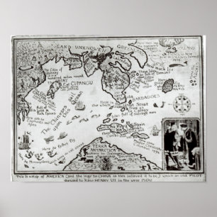 Poster Mapa de América e de sentidos a China