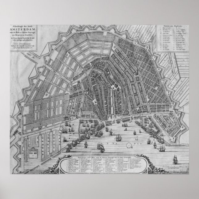 Poster Mapa de Amesterdã, 1662 (Frente)