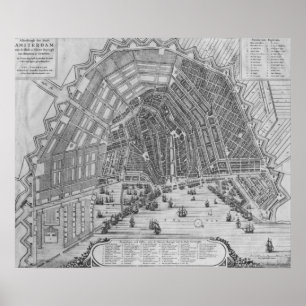 Poster Mapa de Amsterdão, 1662