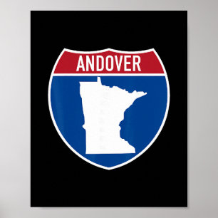 Poster Mapa de Andover Minnesota Sinal de Estrada Interes