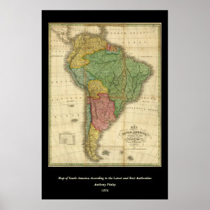 Poster Mapa de Anthony Finley para a América do Sul em 1