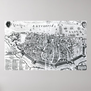 Póster Mapa de Antuérpia