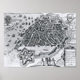 Póster Mapa de Antuérpia, 1598