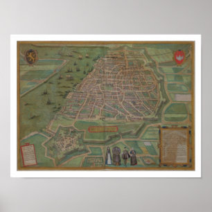 Póster Mapa de Antuérpia, de "Civitates Orbis Terrarum"