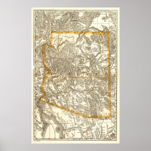 Póster Mapa de Arizonas da Vintage (1876)