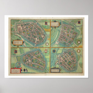 Poster Mapa de Arnhem, Velmo, Gelre e Ruerm, de Civi