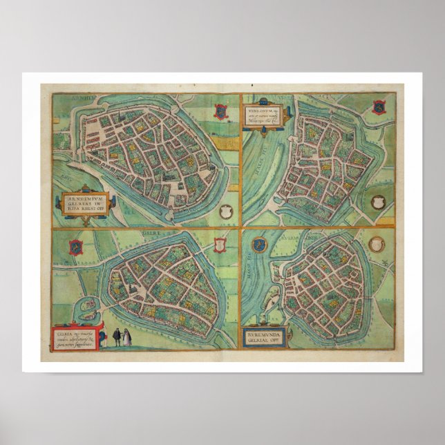 Poster Mapa de Arnhem, Velmo, Gelre e Ruerm, de Civi (Frente)