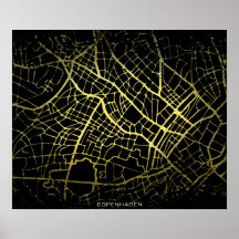 Mapa de Arte do Estilo Dourado de Copenhagen