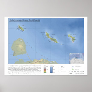 Poster Mapa de Aruba, Bonaire e Curaçao 1:500.000