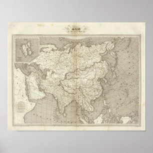 Póster Mapa de Ásia
