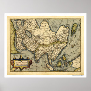 Póster Mapa de Ásia por Ortelius 1570