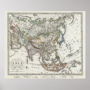 Póster Mapa de Ásia por Stieler