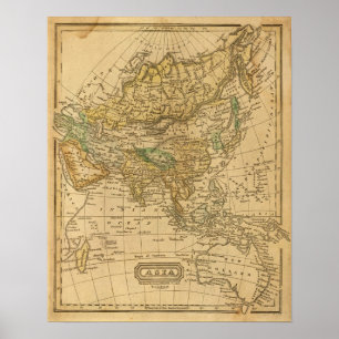 Póster Mapa de Ásia por Worcester