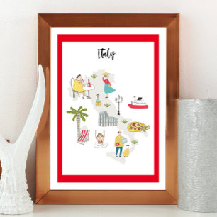 Poster Mapa de atividades da Itália