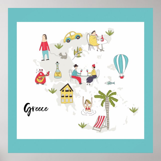 Poster Mapa de Atividades de grécia (Frente)