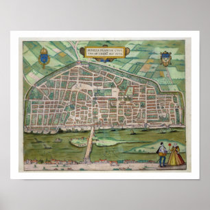 Póster Mapa de Aurelia, de "Civitates Orbis Terrarum"