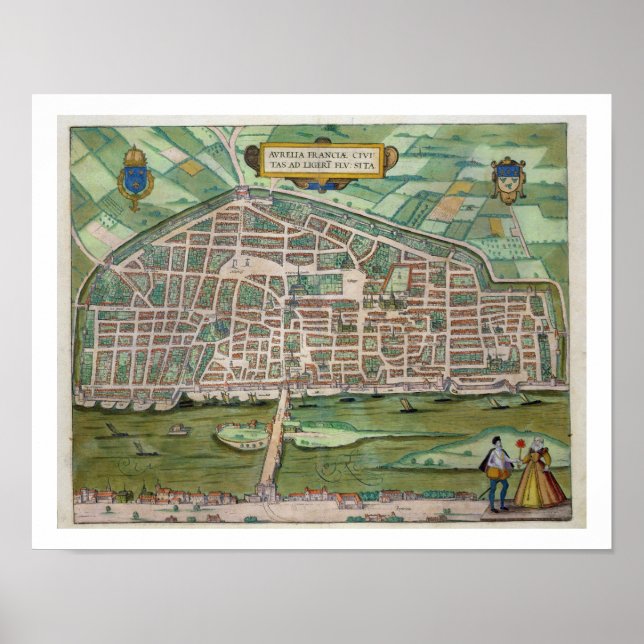 Póster Mapa de Aurelia, de Civitates Orbis Terrarum, por (Frente)