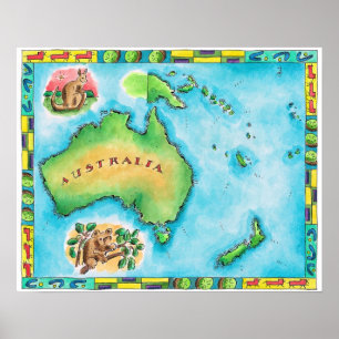 Poster Mapa de Austrália