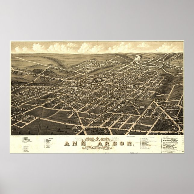 Poster Mapa de Aves Ann Arbor (Frente)