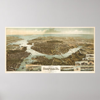 Póster Mapa de aves Norfolk - 1892 (Bem-estar) BigMapBlog