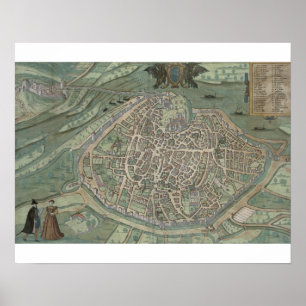 Poster Mapa de Avignon, de "Civitates Orbis Terrarum"