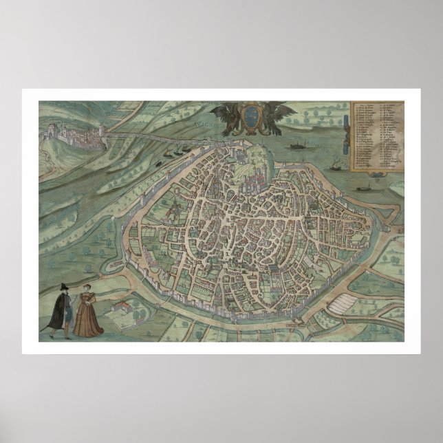 Póster Mapa de Avignon, de Civitates Orbis Terrarum por (Frente)